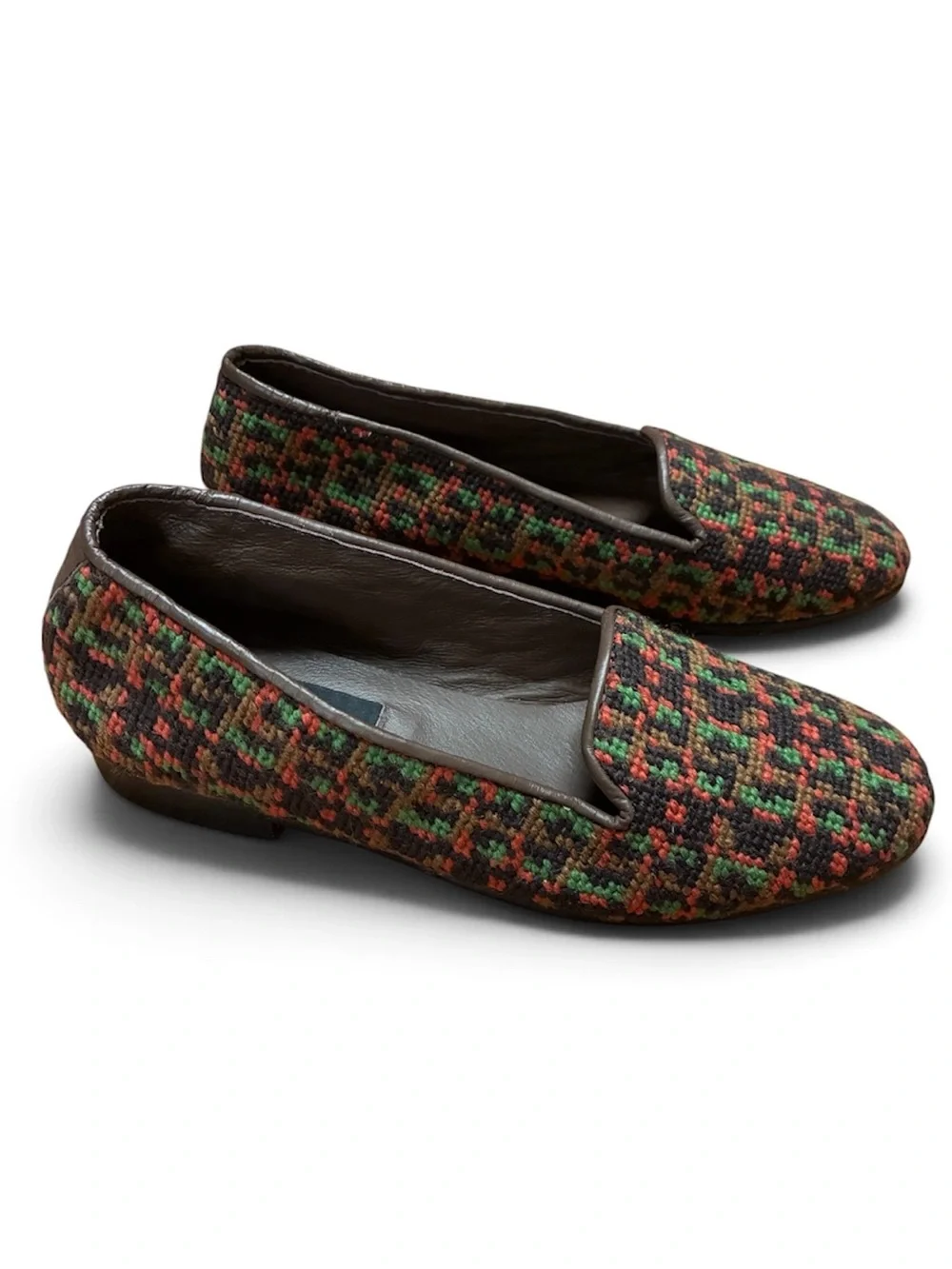 By Paige Needlepoint Loafers Flats Brown Multi 8